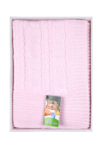Плед для новорожденного вязаный Косы Little me 